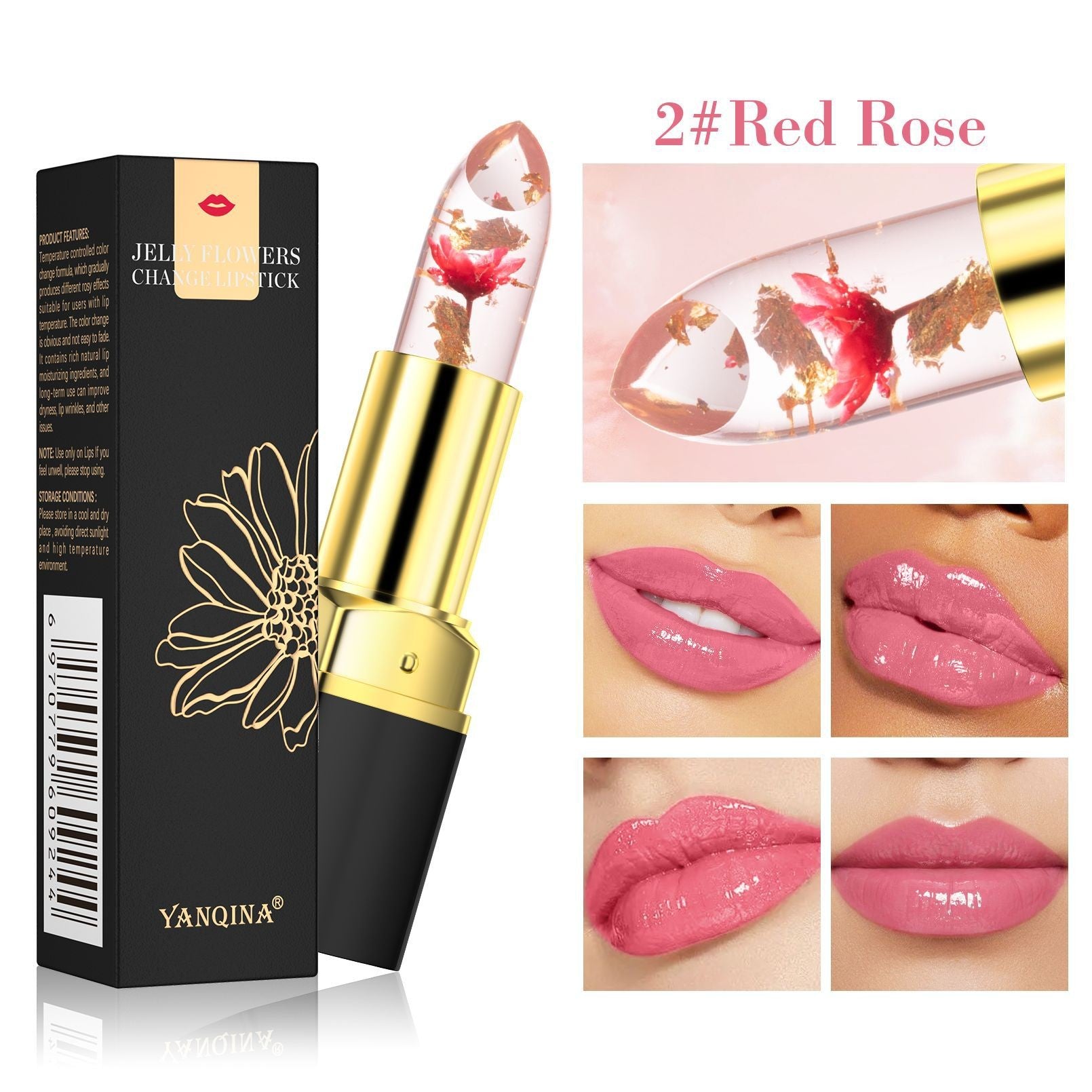 Petal Flower Color Changing No Stain On Cup Temperature Change Lipstick Three-color Jelly Lipstick Petal Flower Color Changing No Stain On Cup Temperature Change Lipstick Three-color Jelly Lipstick
